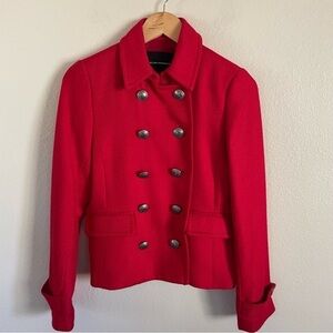 Club Monaco Red Double Breasted Military Wool Blend Blazer Jacket Red Size Small
